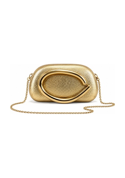 Aylesh Metal Saplı Clutch Omuz Ve El Çantası Gold Detaylı Altın Altın