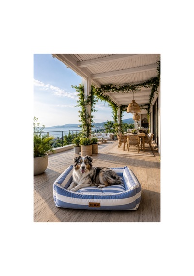 Kedi Ve Köpek Yatağı Kafa Destekli Kaydırmaz Taban Yıkanabilir Fermuarlı Minder %100 Boncuk Elyaf İndigo Gri - 880945559 M