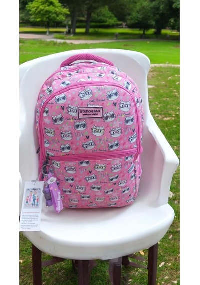 Genç Dijital Baskı Kitty Kedi Model Pembe Okul Çantası Ve Beslenme Çantası Seti Diğer
