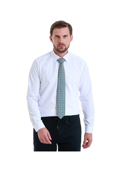 Hatemoğlu Beyaz Slim Fit Düz Slim Yaka Pamuklu Uzun Kollu Gömlek 30139 4111993