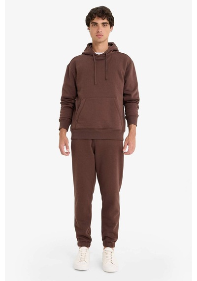 Defacto Regular Fit Kapüşonlu İçi Yumuşak Tüylü Kanguru Cepli Basic Düz Sweatshirt X8283az25aubn539 Kahve-bn539
