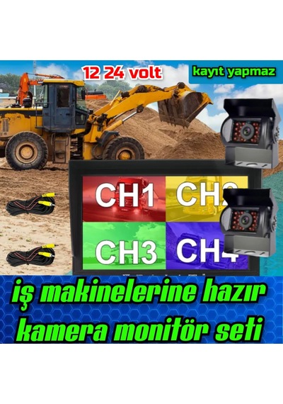 7'' Ekran + 2 Ad Metal Kasa 18 Ir Led Kamera Kayıt Yapmaz 12-24 V