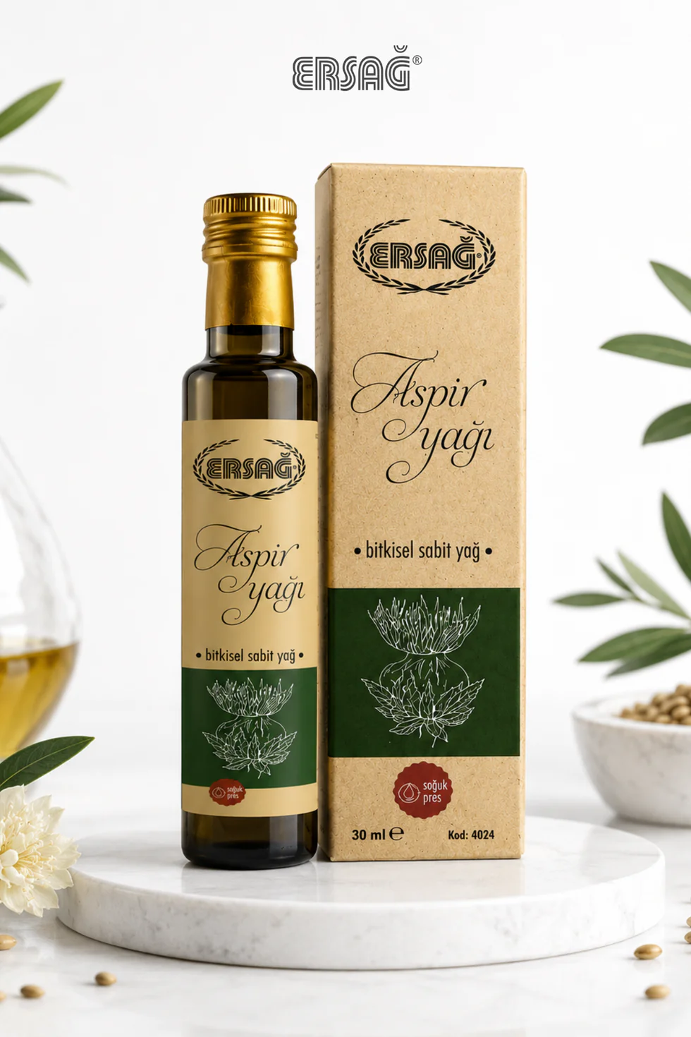 Ersağ Soğuk Pres Aspir Yağı 250 Ml