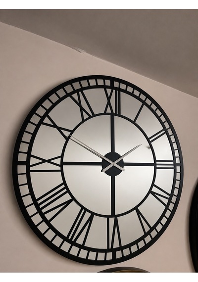 Siyah 100 X 100 Cm Aynalı Duvar Saati