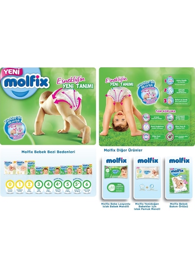 Molfix Bebek Bezi Beden:4 7-14kg Maxi 180 Adet Aylık Fırsat Pk 4 Numara