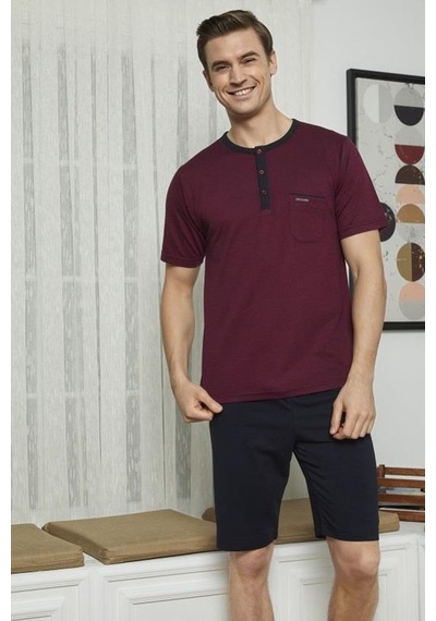 Kly 7618 Erkek Midi Yaka 3'Lü Pijama Takımı