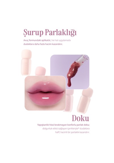 Pigmentli, Parlak Bitişli Dolgunlaştırıcı Lip Gloss Clıo Volumate Gloss 206 Grape Syrup