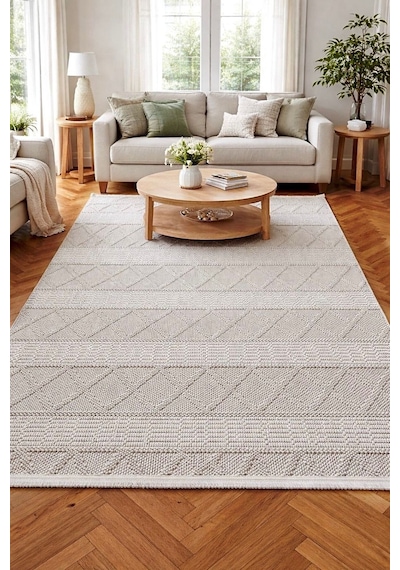 Leiva Home Monaco 0219a Krem Bohem Sisal Bukle Yumuşak Özel Kesim Salon Koridor Mutfak Yolluk Saçaklı Halı 0210a-krem