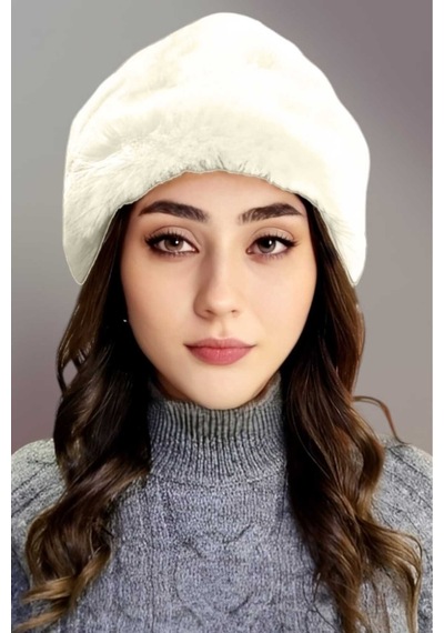 Tezzgelsin Kadın Vegan Kürk Boyunluk Bandana Beyaz