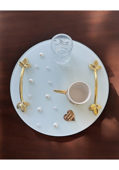 Beloved Gold İncili Damat Kahve Tepsisi