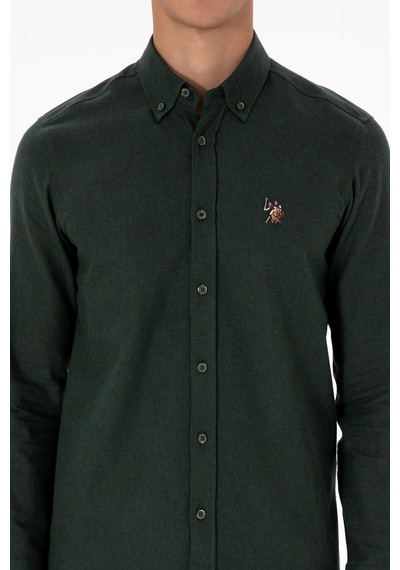 U.S. Polo Assn. Erkek Koyu Yeşil Uzun Kollu Basic Gömlek 50307686-VR079
