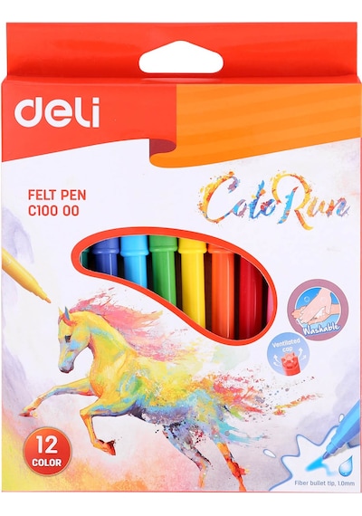 Deli Keçeli Kalem 12 Renk