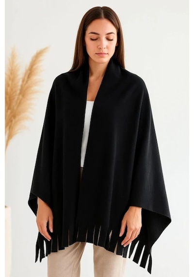 Elif Mira Unisex Polar Omuz Şalı 70x180 Cm Kışlık Sıcak Şal Elegantwarm Siyah