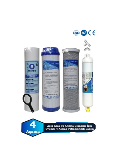 Sumarkt Açık Kasa Su Arıtma Cihazı Uyumlu 4 Aşama Cift Karbonlu Tatlandırıcılı Filtre Bakım Seti
