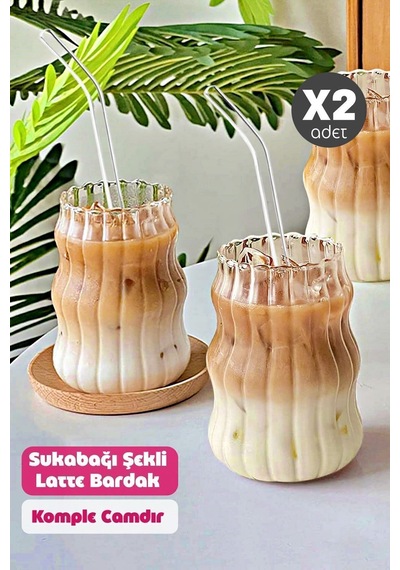 8 Adet Soğuk,sıcak Kahve Bardağı Cam Pipetli