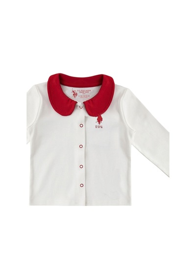 U.S. Polo Assn. Ekru Çırçıtlı Kalp Desenli Bebek 3lü Takım Vanilya