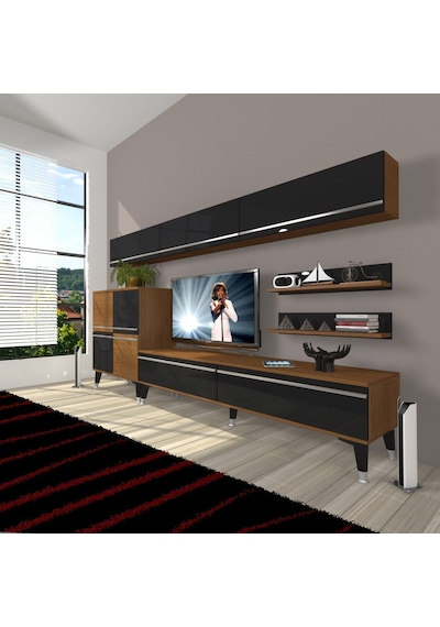 Decoraktiv Eko 8 Mdf Std Silver Tv Ünitesi Tv Sehpası Ceviz - Siyah