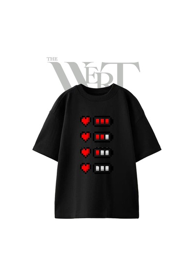Thewert Piksel Oyun Tasarım Baskılı Ünisex Siyah Oversize T-shirt