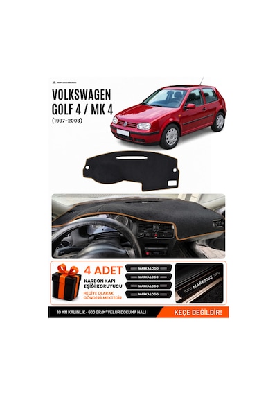 Volkswagen Golf 4 Mk4 1997-2003 Uyumlu Torpido Örtüsü, Torpido Kılıfı - Siyah Kahverengi