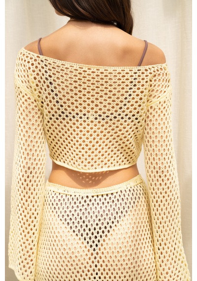 Mai Collection Forio Sarı Triko Crop Etek Takım