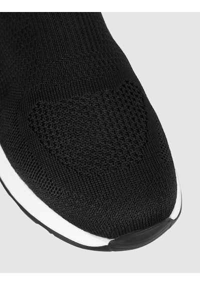 Cabani Erkek Siyah Triko Hakiki Deri Yazlık Slip-on Ayakkabı