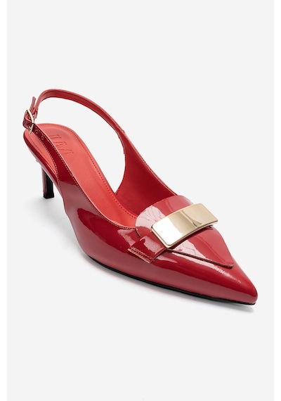 Luvi Shoes Sollenne Kırmızı Rugan Tokalı Kadın Topuklu Ayakkabı