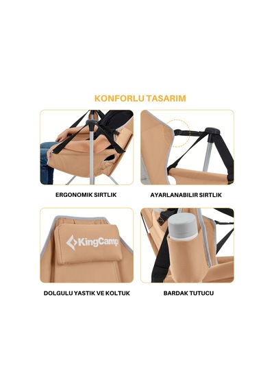 Kingcamp Orchid Salıncaklı Katlanır Kamp Sandalyesi Khaki/grey Bej