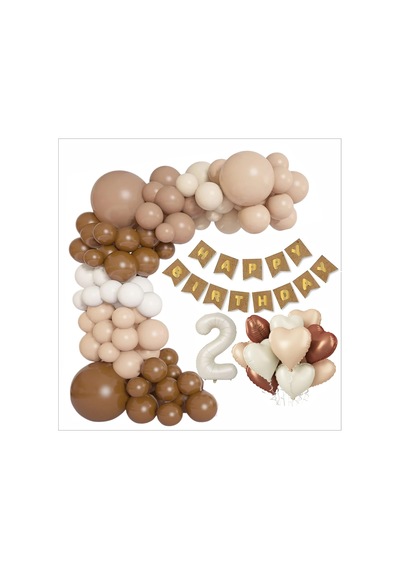 Kraft Gold Banner 2 Yaş Folyo Kalpli 30 Balon Konsept Doğum Günü Seti