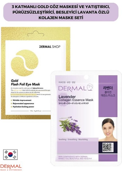 Dermal 3 Katmanlı Gold Göz Maskesi + Lavanta Özlü Kolajen Maskesi 23 G