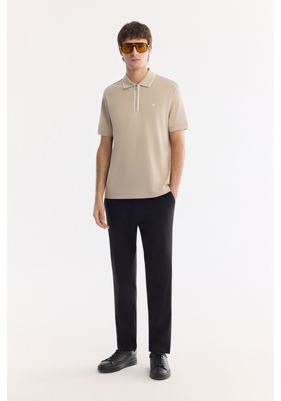 Avva Erkek Vizon Kıvrılmaz Polo Yaka Fermuarlı Bi-stretch İnterlok Regular Fit T-shirt A61y1003
