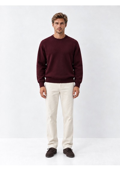 Xint Bordo Regular Fit Bisiklet Yaka Pamuklu Sweatshirt 300291
