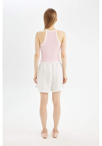 Defacto Coool Relax Fit Normal Bel Kısa Paça Keten Karışımlı Şort D3468AX24HSWT34 Beyaz