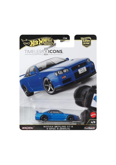 Premium - Nissan Skyline Gt-r V Spec Iı Bnr34 1/64 Timeless Icons 4/5 Mavi
