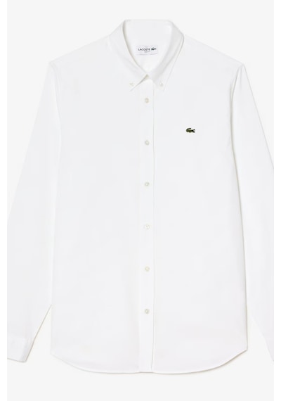Lacoste Mens Slim Fit White Cotton Shirt Dar Kesim Pamuklu Erkek Gömlek Beyaz