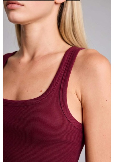 Defacto Slım Fıt Basic Yuvarlak Yaka Fitilli Bordo Atlet E5539ax26aubr115 Bordo-br115