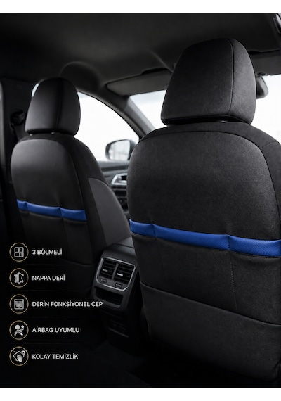 Toyota Auris 2006-2012 Uyumlu Premium Full Deri Oto Koltuk Kılıfı Airbag Uyumlu, Ortopedik, 4 Mevsim 09065412