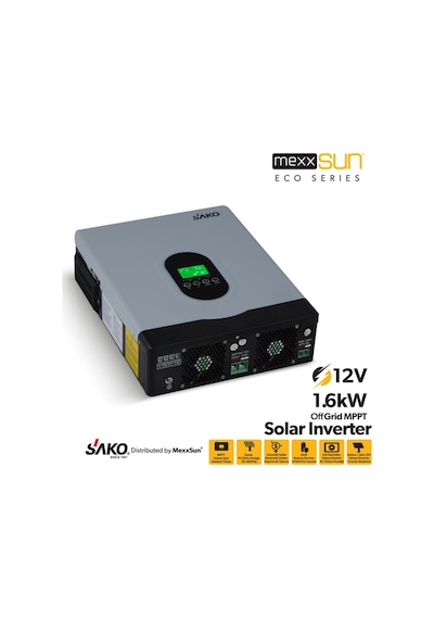 Sako 2KVA 2000VA 1.6KW 1600 Watt Tam Sinüs Akıllı 80A H.V. MPPT 60-450Vdc İnverter 12Vdc-220Vac 2kw 1kw İnvertör