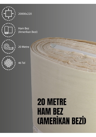 %100 Pamuk 46 Tel Amerikan Bezi Ham Bez Punch Kumaş - Krem 2000x220 CM