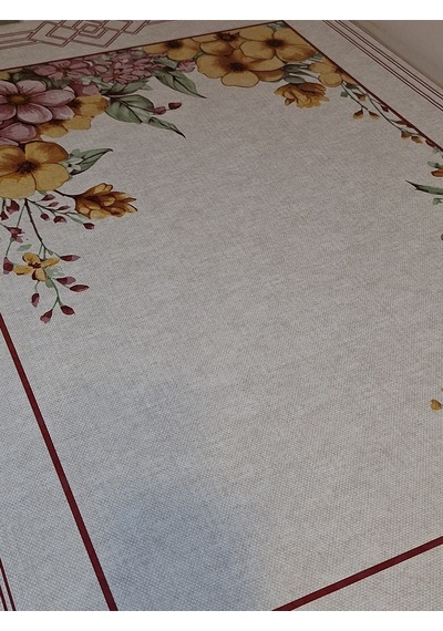 Dora Pano Elyaf Tabanlı Pvc Muşamba - Desenli Silinebilir 120 X 155 Hazır Masa Örtüsü Kmp38 Bordo