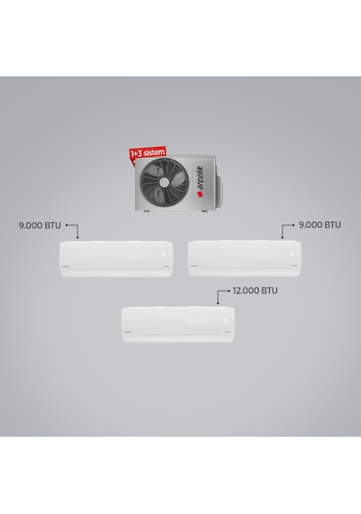 Arçelik Multi Sistem ZM18103 MD Dış - 2 Adet 9.000 Btu İç - 1 Adet 12.000 Btu İç Multi Inverter Klima
