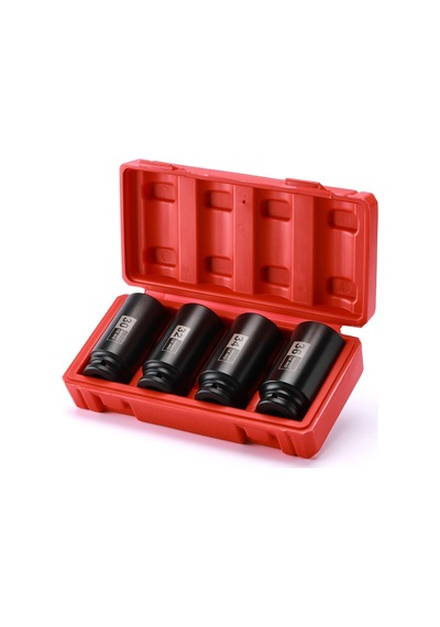 4 Adet 1/2 Tahrik Derin Darbeli Soket Seti, Cr-mo, 12 Nokta, Metrik, Derin Mil Aks Somunu Darbe Soket Seti-30 Mm, 32 Mm,