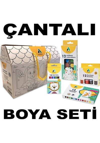 Adel (12 Renk) Kuru + Sulu + Guaj + Pastel Boya Seti (çantalı)