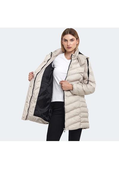 Slazenger GWEN Kadın Kapüşonlu Şişme Beyaz Mont & Kaban