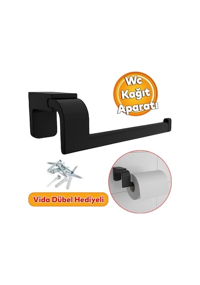Metal Sağlam Vidalı Siyah Renk Kağıtlık Aparat Banyo Mutfak Açık Kağıt Standı Havluluk Paslanmaz Diğer