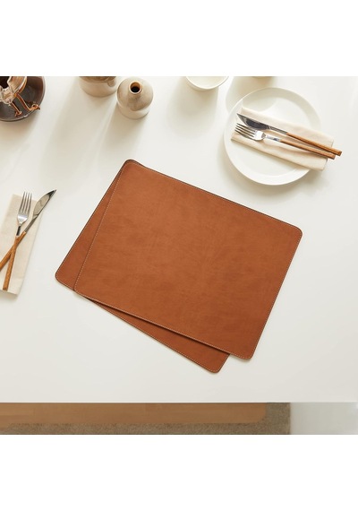 Ocean Home Textile 2'li Taba Renk Deri Amerikan Servis 40 X 30 Cm Genel