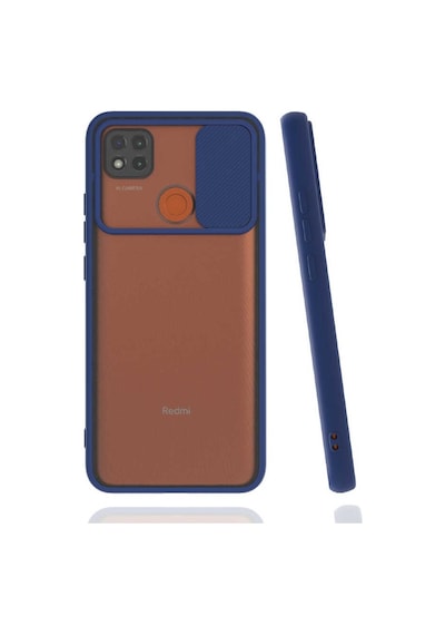 Kilifone - Xiaomi Uyumlu Redmi 9c - Kılıf Slayt Sürgülü Arkası Buzlu Lensi Kapak - Lacivert