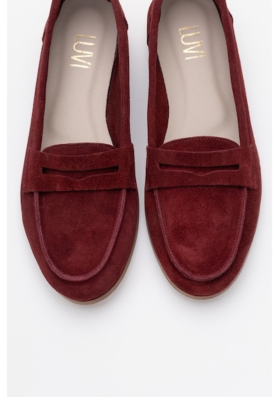 Luvishoes Luvi Shoes F02 Bordo Süet Hakiki Deri Kadın Loafer Ayakkabı Bordo