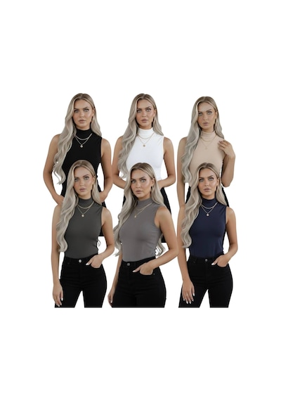 Hashtag Kadın Balıkçı Yaka Sıfır Kol Body 6'lı Set Viskon Kumaş Siyah-beyaz-bej-antrasit-gri-lacivert Hashtag Kadın Balıkçı Yaka Sıfır Kol Body 6'lı Set Viskon Kumaş Siyah-beyaz-bej-antrasit-gri-lacivert