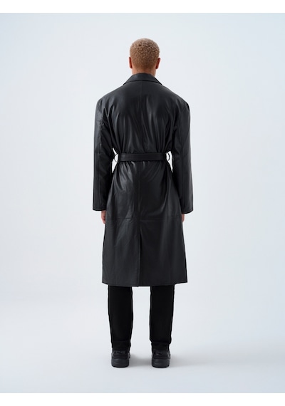 Regular Fit Erkek Trenchcoat Siyah