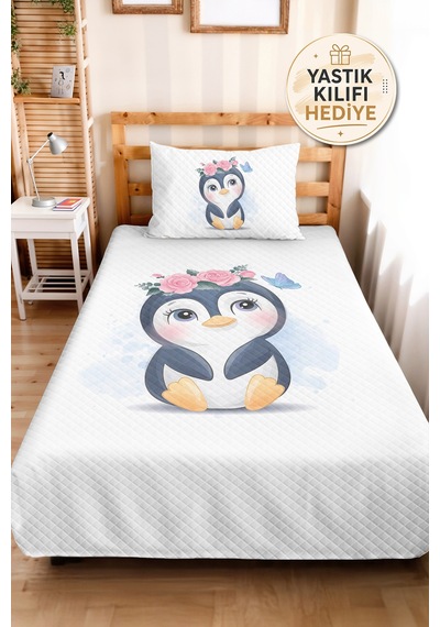 Evimde Bambaşka Sevimli Penguen Pastel Kız Çocuk Dekoratif Pike Takımı - Çiçekli Pembe Bebek Yatak Örtüsü-160x220 CM Evimde Bambaşka Sevimli Penguen Pastel Kız Çocuk Dekoratif Pike Takımı - Çiçekli Pembe Bebek Yatak Örtüsü-160x220 CM